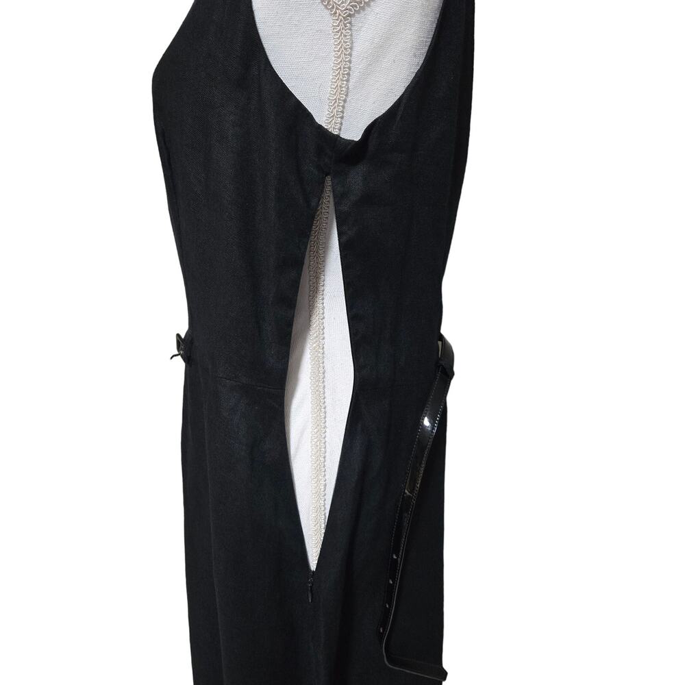 Laundry by Shelli Segal Vintage Linen Dress Size 10 Black Preppy Old Money Chic - Picture 7 of 10